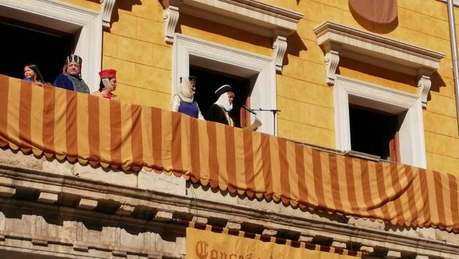 La diseñadora turolense Rosa Blasco, durante el pregón de las Bodas de Isabel