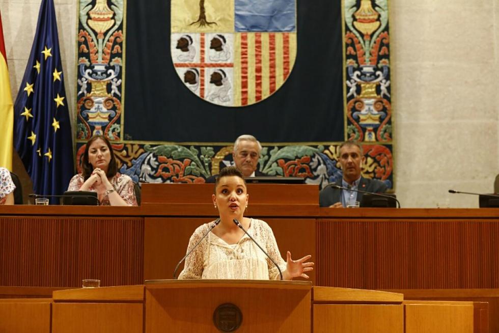 Intervención de Maru Díaz, portavoz de Podemos en las Cortes de Aragón, antes de segunda sesión de investidura de Lambán.