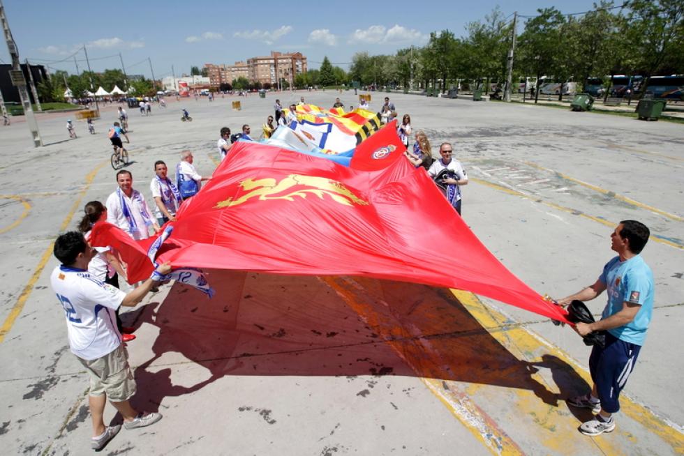 Llegada de los aficionados del Real Zaragoza a Getafe