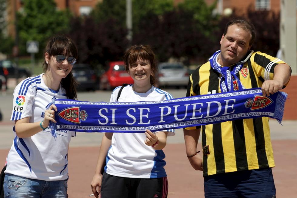 Llegada de los aficionados del Real Zaragoza a Getafe