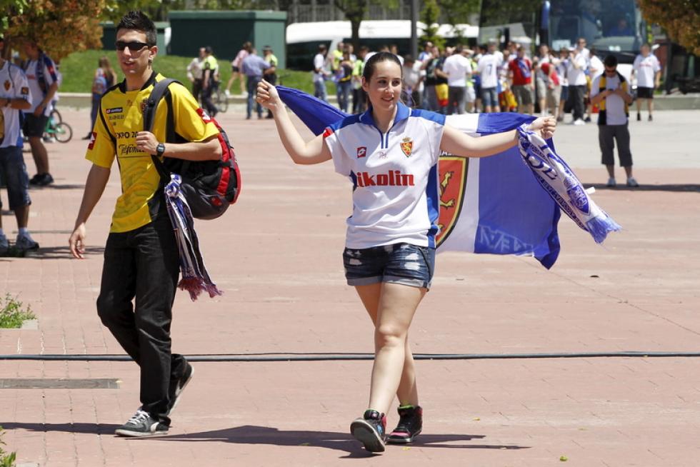 Llegada de los aficionados del Real Zaragoza a Getafe