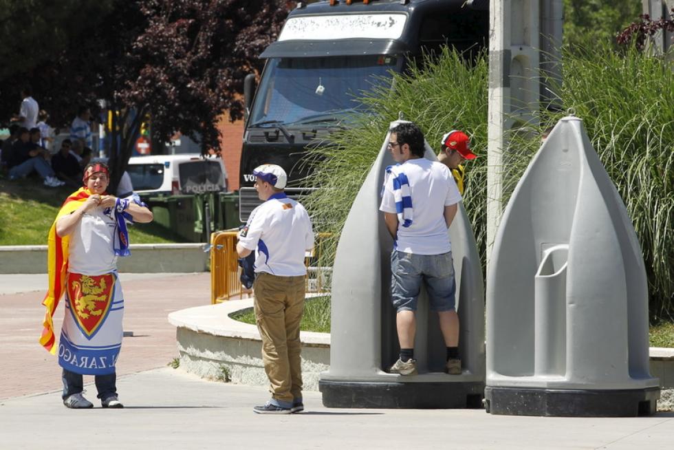 Llegada de los aficionados del Real Zaragoza a Getafe