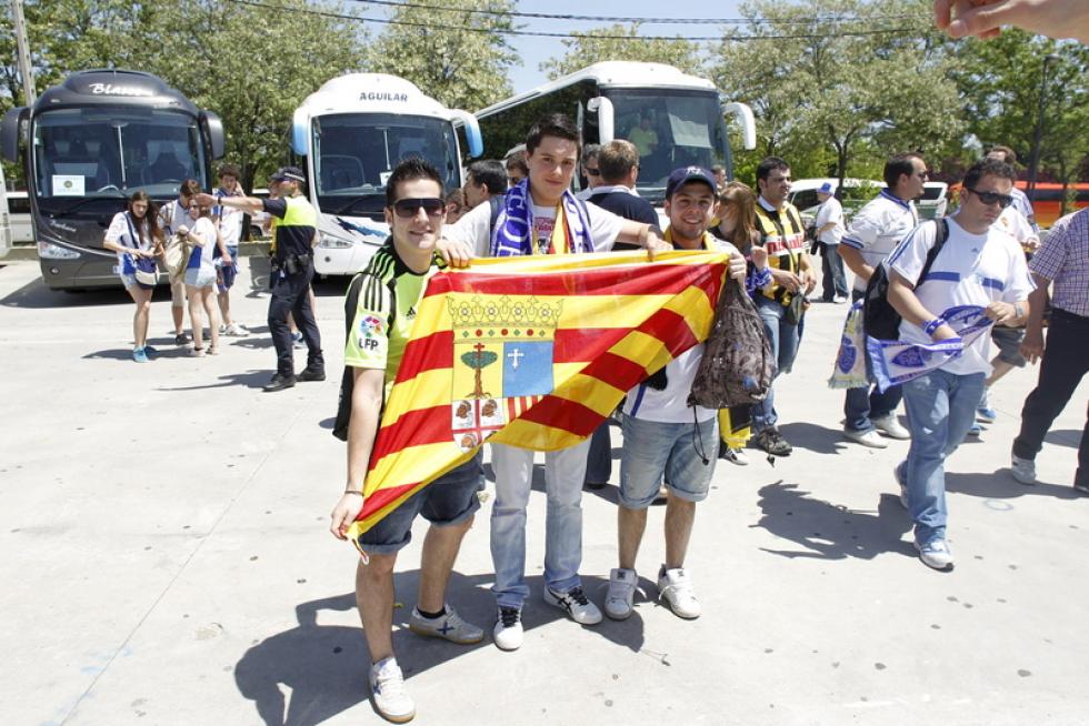 Llegada de los aficionados del Real Zaragoza a Getafe