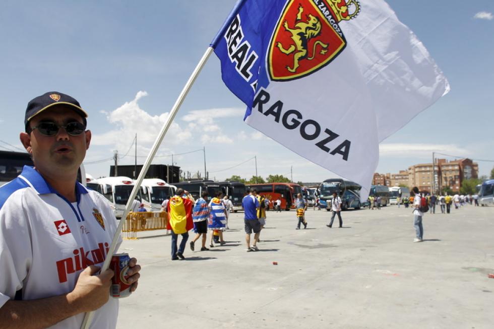 Llegada de los aficionados del Real Zaragoza a Getafe