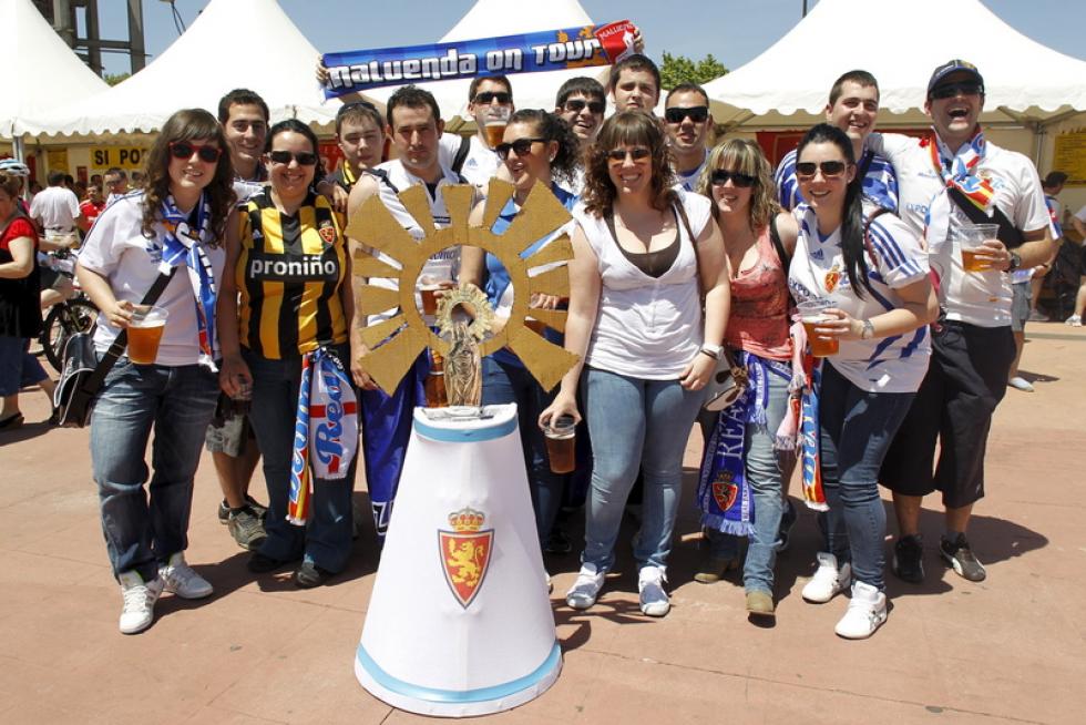 Llegada de los aficionados del Real Zaragoza a Getafe
