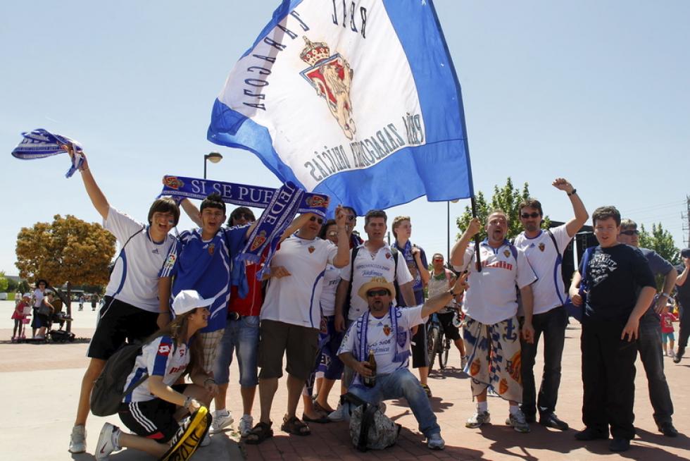 Llegada de los aficionados del Real Zaragoza a Getafe