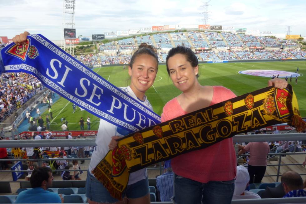 Los zaragocistas muestran cómo vivieron la noche de la salvación en Getafe.