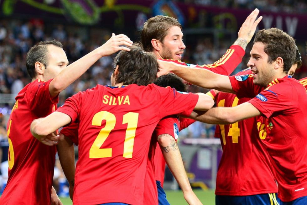 Imágenes de la final de la Eurocopa 2012, en la que se enfrentan las selecciones española e italiana