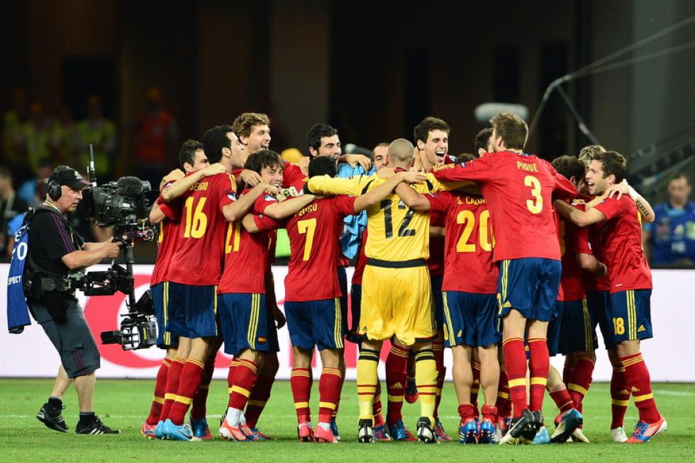 Imágenes de la final de la Eurocopa 2012, en la que se enfrentan las selecciones española e italiana