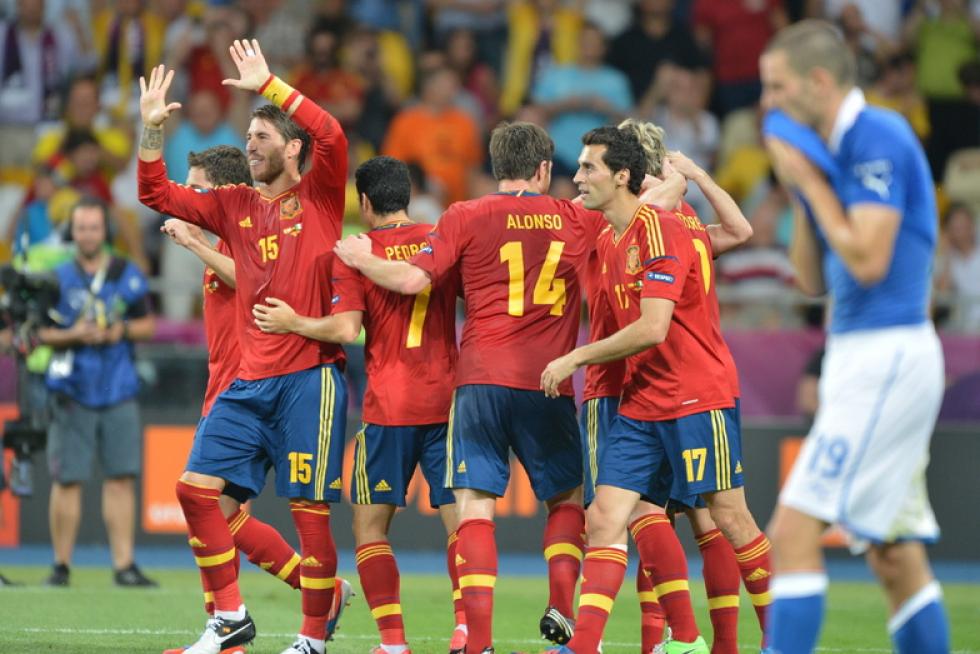 Imágenes de la final de la Eurocopa 2012, en la que se enfrentan las selecciones española e italiana