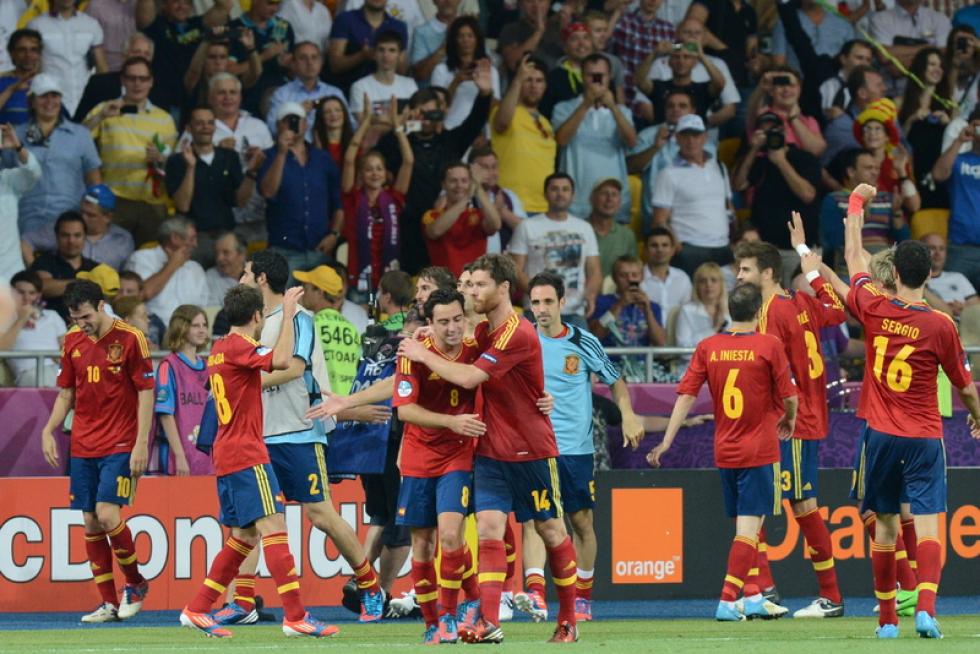 Imágenes de la final de la Eurocopa 2012, en la que se enfrentan las selecciones española e italiana