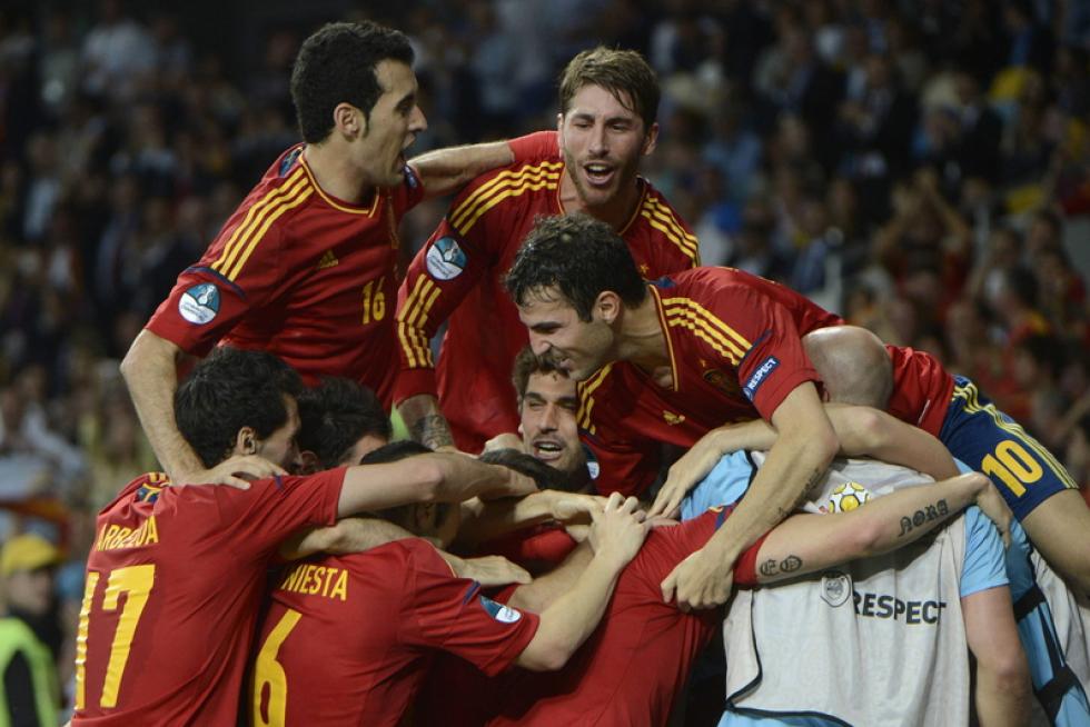 Imágenes de la final de la Eurocopa 2012, en la que se enfrentan las selecciones española e italiana