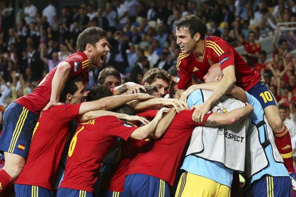 Imágenes de la final de la Eurocopa 2012, en la que se enfrentan las selecciones española e italiana