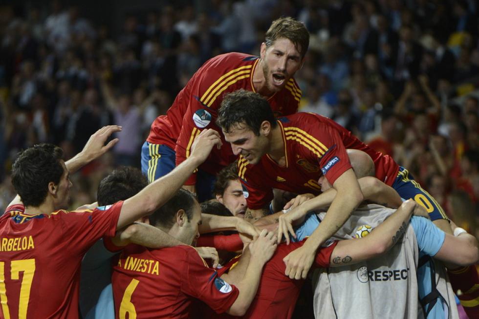 Imágenes de la final de la Eurocopa 2012, en la que se enfrentan las selecciones española e italiana