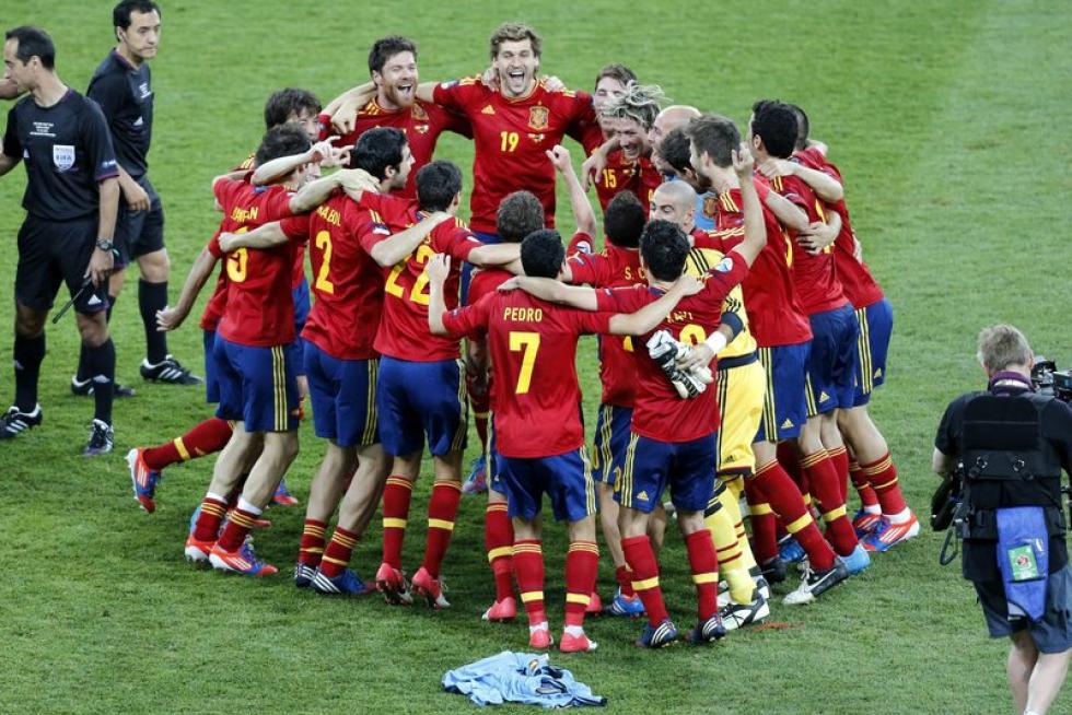 Imágenes de la final de la Eurocopa 2012, en la que se enfrentan las selecciones española e italiana