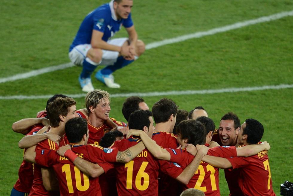 Imágenes de la final de la Eurocopa 2012, en la que se enfrentan las selecciones española e italiana