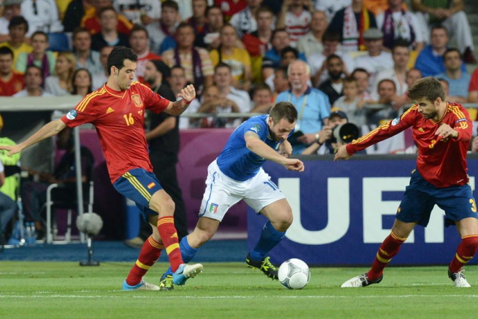 Imágenes de la final de la Eurocopa 2012, en la que se enfrentan las selecciones española e italiana