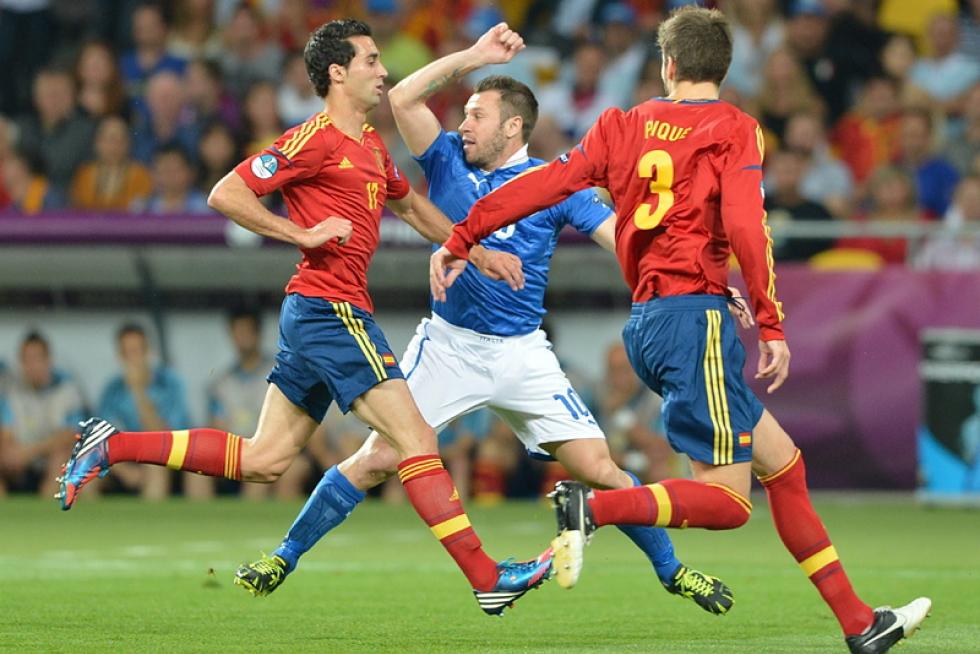 Imágenes de la final de la Eurocopa 2012, en la que se enfrentan las selecciones española e italiana