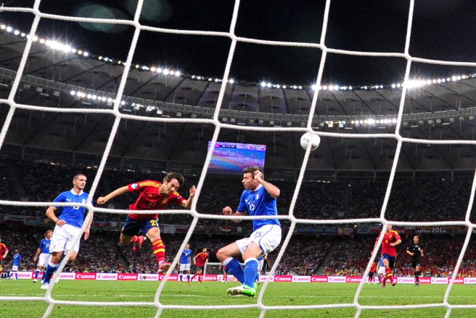 Imágenes de la final de la Eurocopa 2012, en la que se enfrentan las selecciones española e italiana