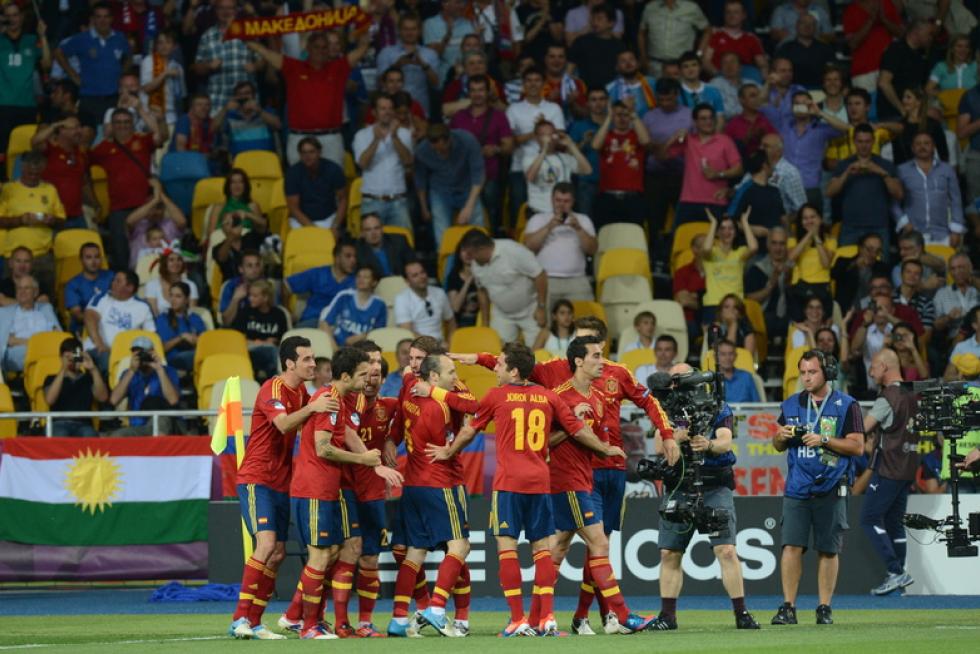 Imágenes de la final de la Eurocopa 2012, en la que se enfrentan las selecciones española e italiana