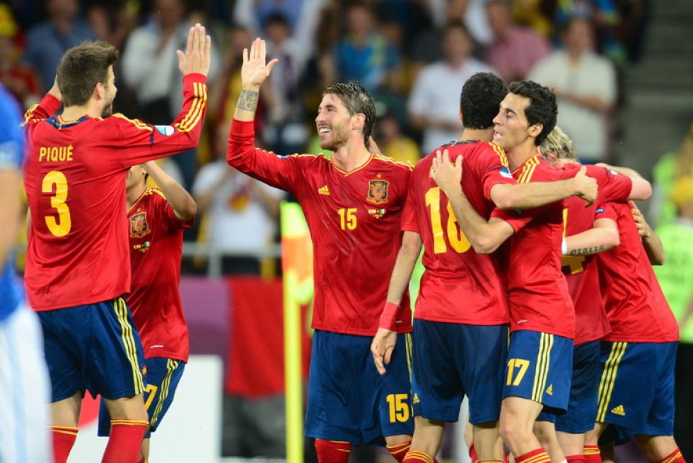 Imágenes de la final de la Eurocopa 2012, en la que se enfrentan las selecciones española e italiana