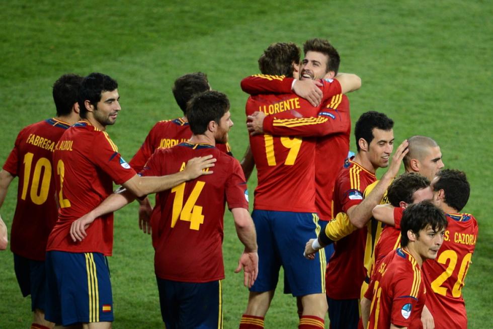 Imágenes de la final de la Eurocopa 2012, en la que se enfrentan las selecciones española e italiana