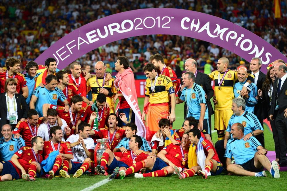 Imágenes de la final de la Eurocopa 2012, en la que se enfrentan las selecciones española e italiana