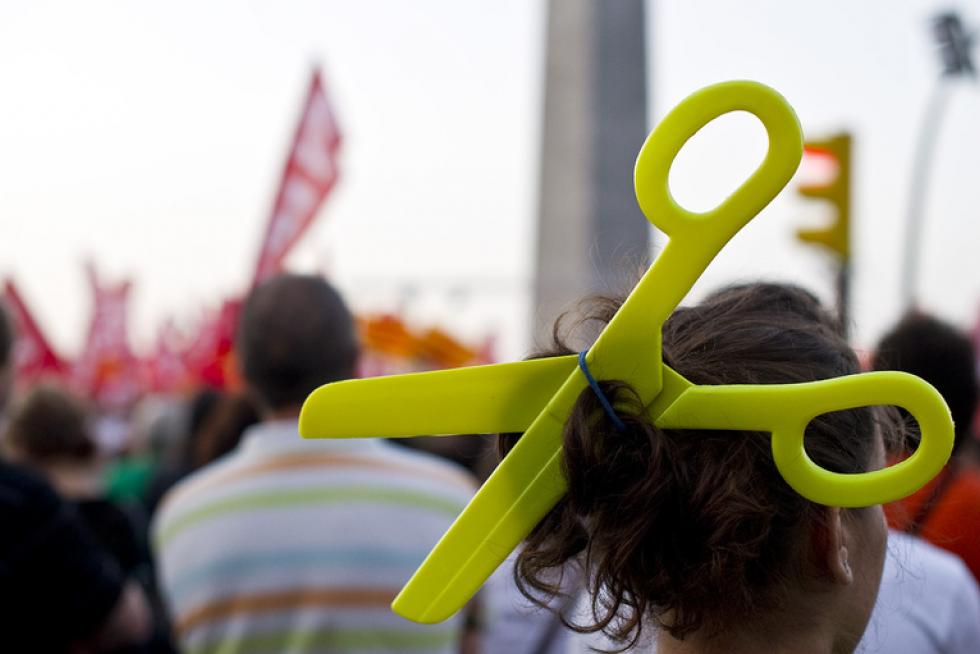 Protestas de los trabajadores contra los recortes del Ejecutivo
