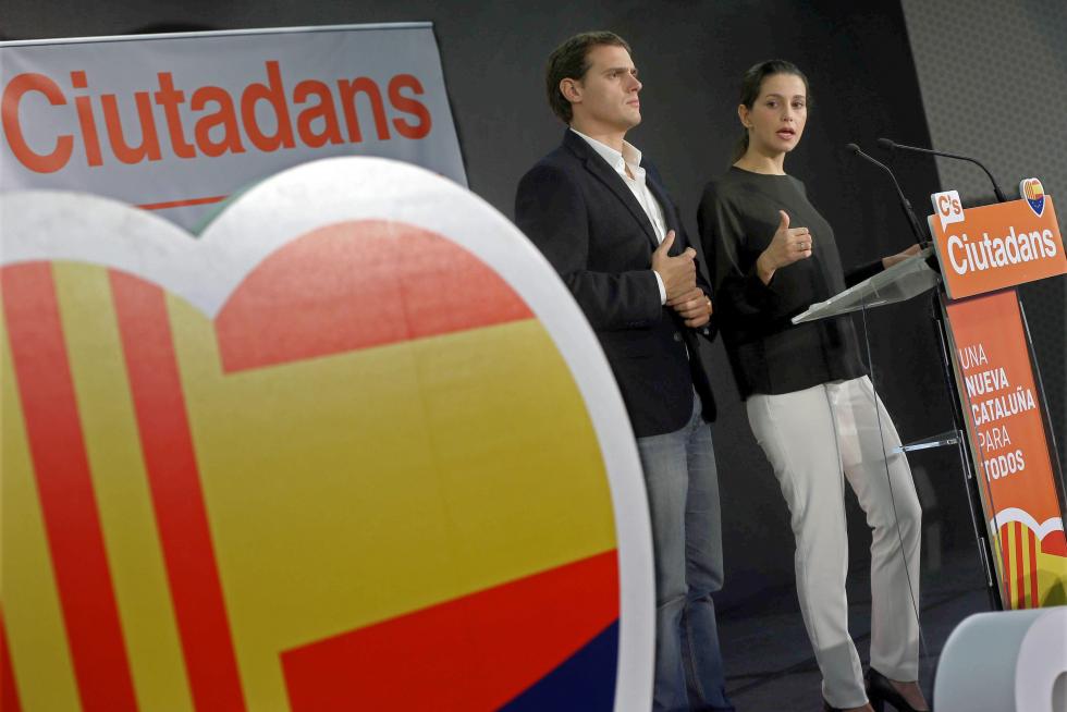 Inés Arrimadas y Albert Rivera este lunes.