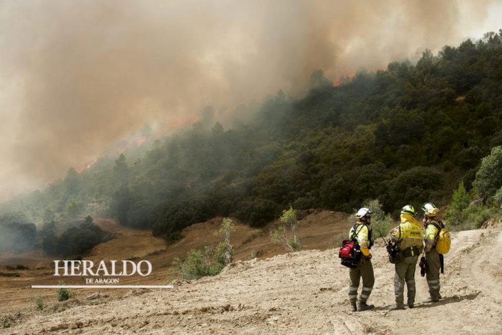 Incendio forestal en las Cinco Villas el 5 de julio.