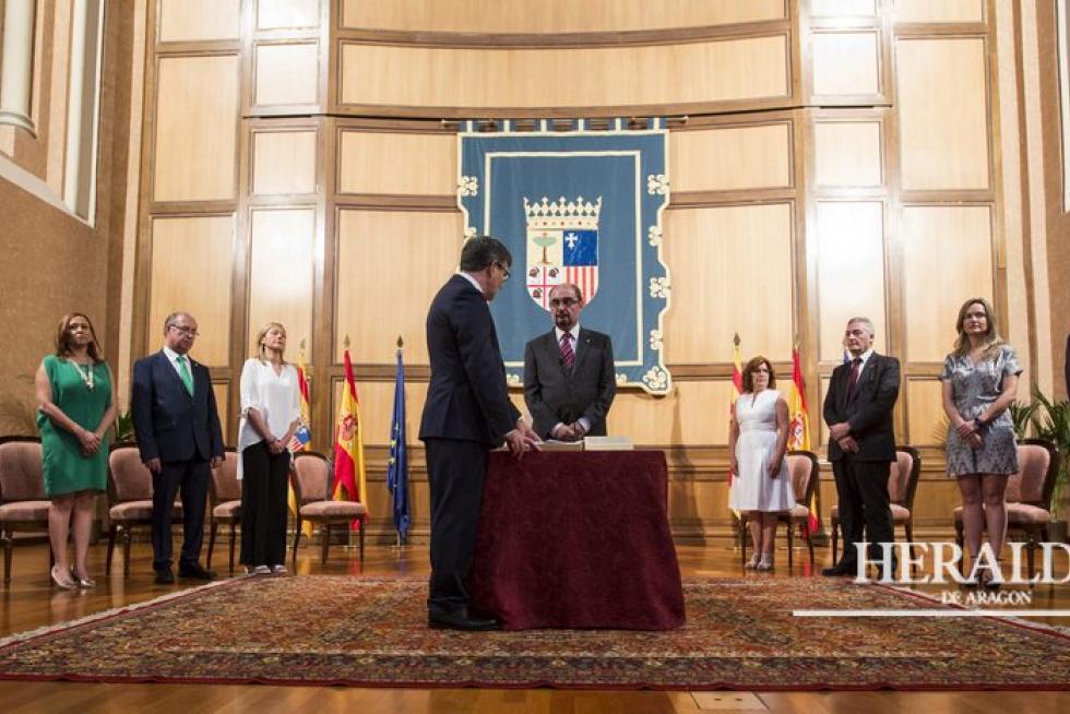 Toma de posesión del nuevo Gobierno de Aragón en el edificio Pignatelli de Zaragoza el 6 de julio.