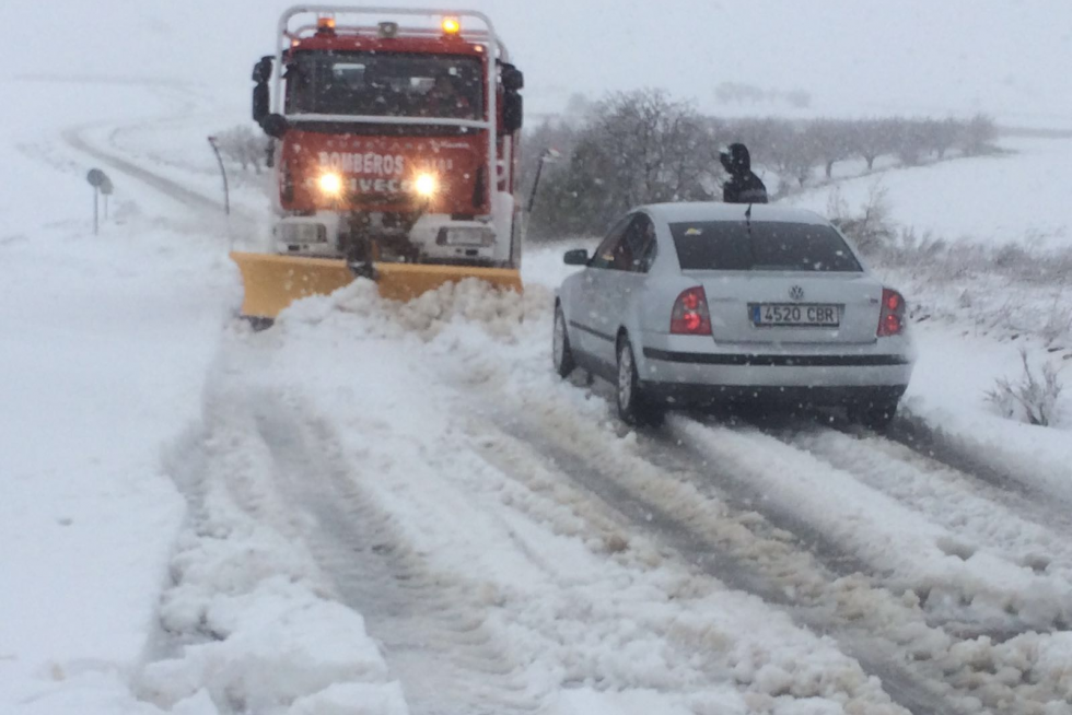 Nieve en las carreteras de la provincia de Zaragoza