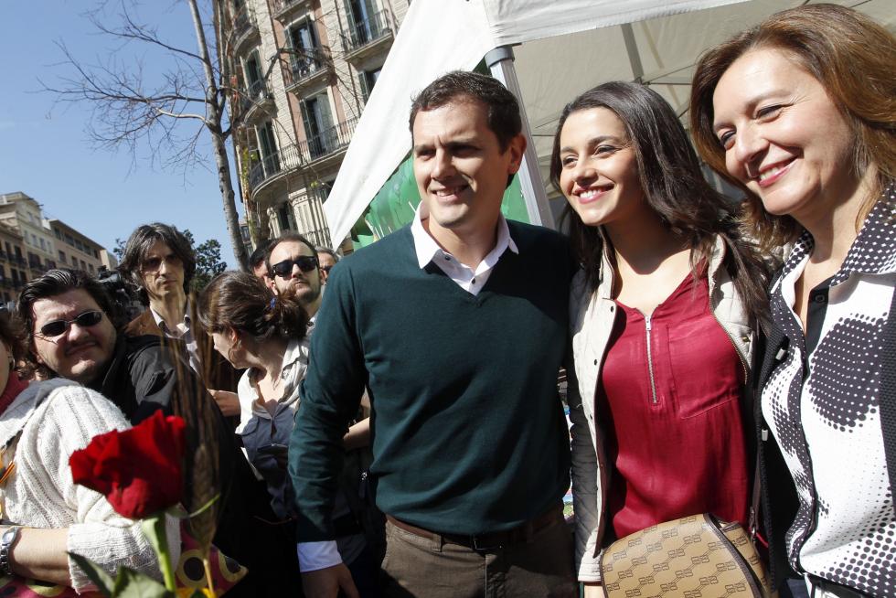 El presidente de Ciudadanos, Albert Rivera, y la líder en Cataluña, Inés Arrimadas