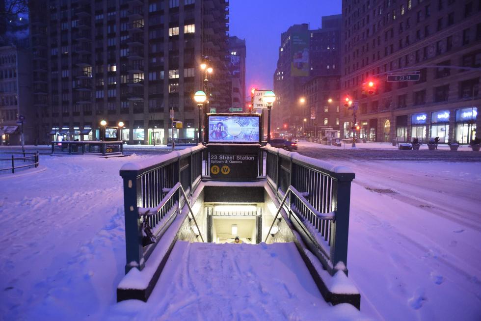 Nieva en Nueva York.