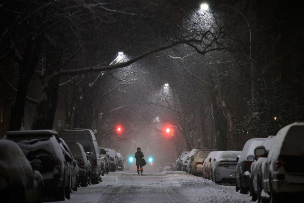 Nieva en Nueva York.
