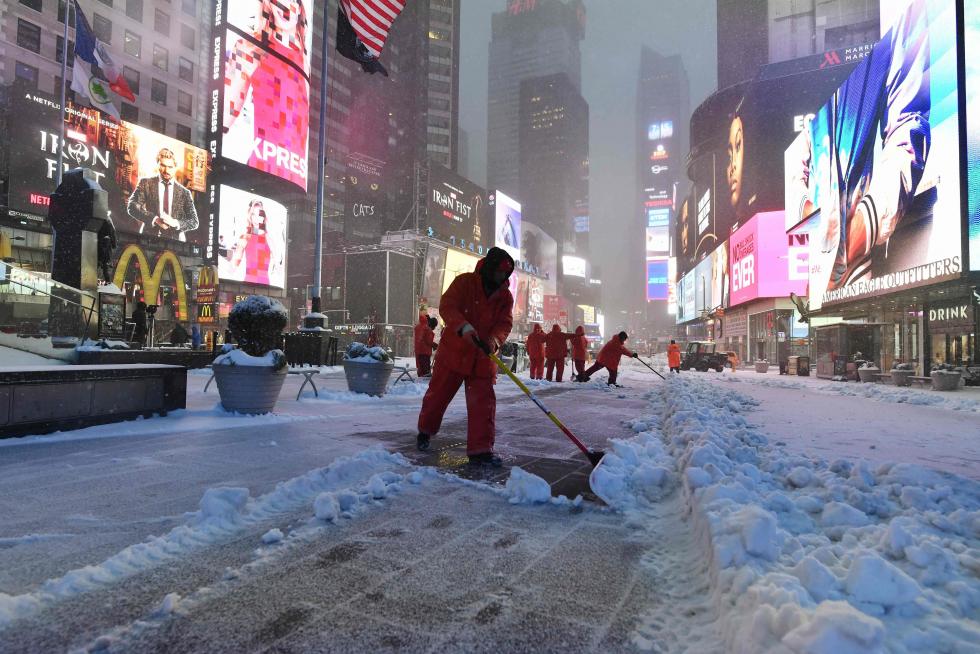 Nieva en Nueva York.