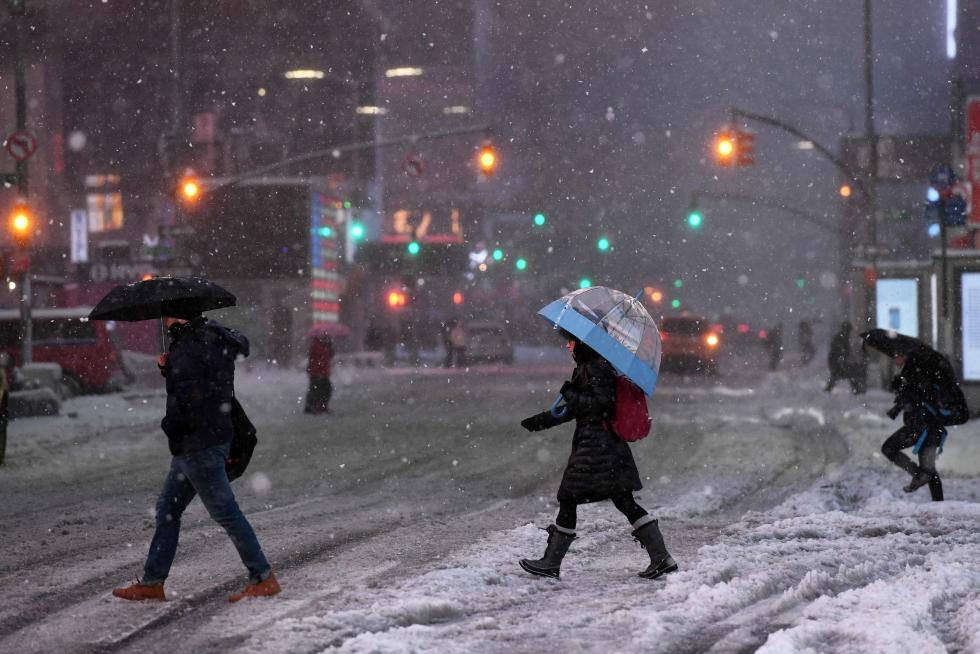 Nieva en Nueva York.