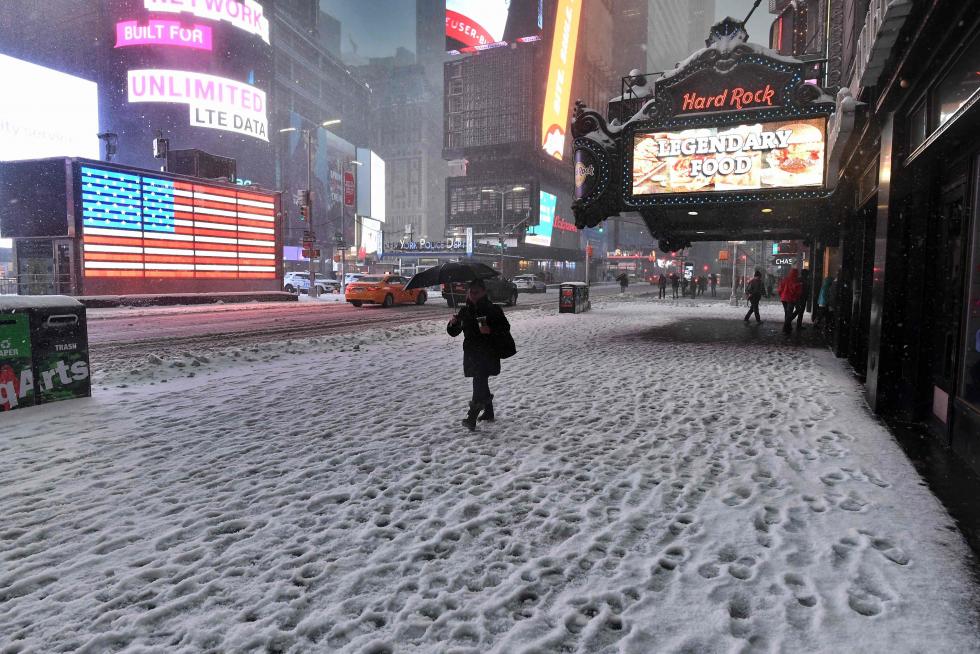 Nieva en Nueva York.