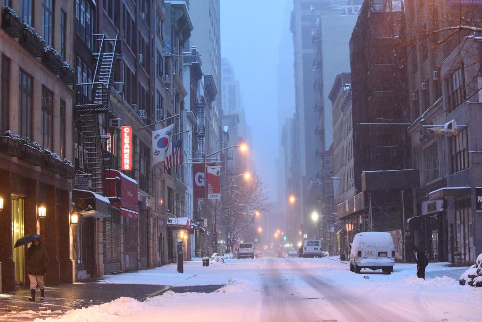 Nieva en Nueva York.