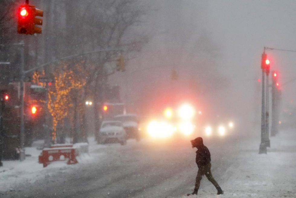 Nieva en Nueva York.