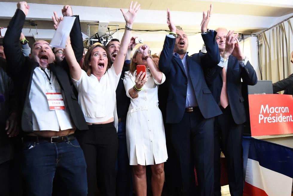 Celebración de los seguidores de Macron