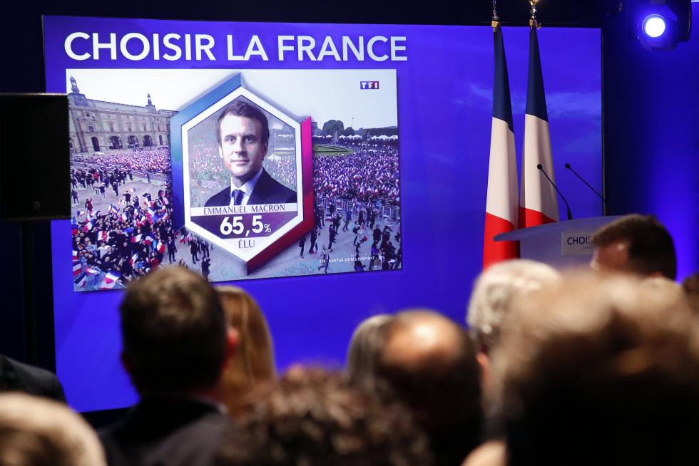 Celebración de los seguidores de Macron