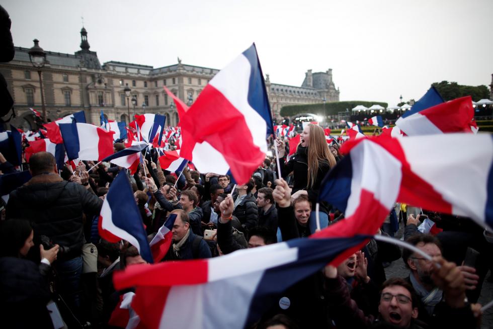 Celebración de los seguidores de Macron