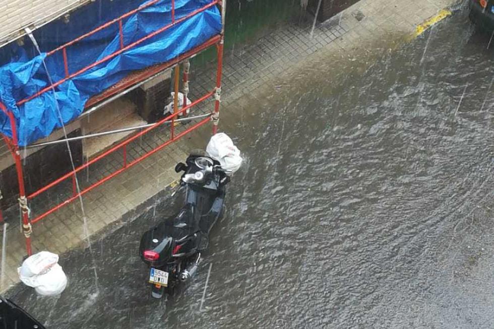Inundaciones en Delicias a causa de la tromba de agua.