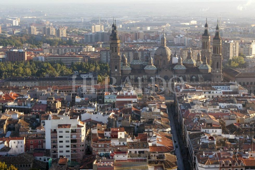 La Basílica del Pilar, fotografiada desde un globo