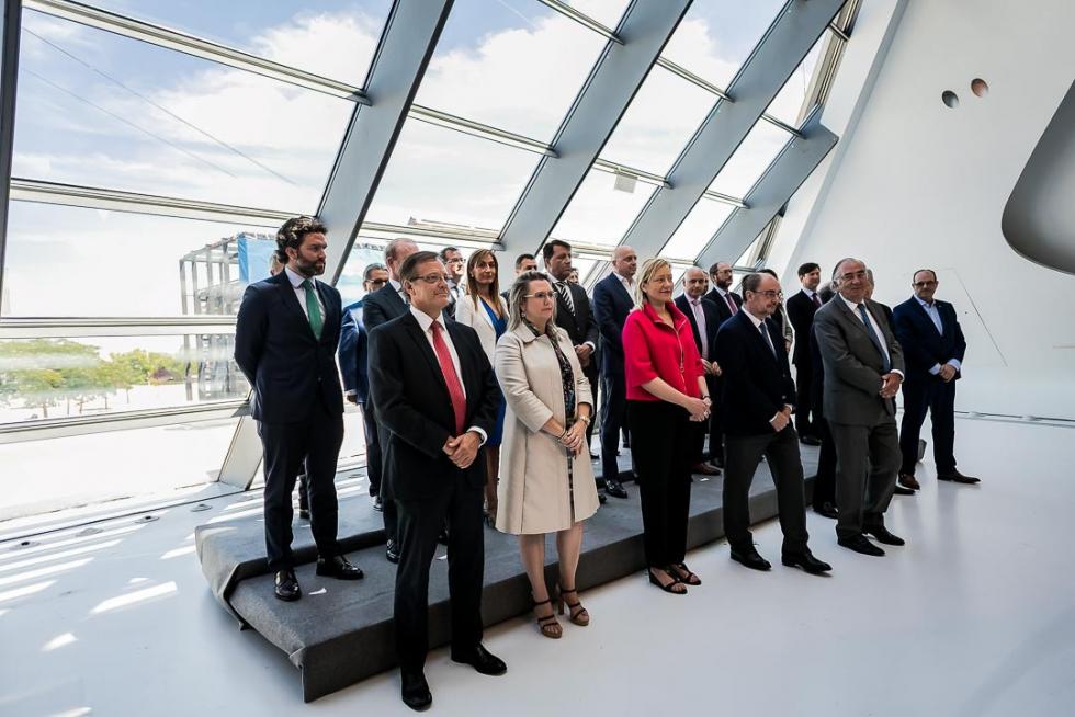 18 de junio. Respaldo empresarial para que el Pabellón Puente sea un referente de la movilidad. Hasta 23 compañías se adhieren al proyecto de Ibercaja y DGA.