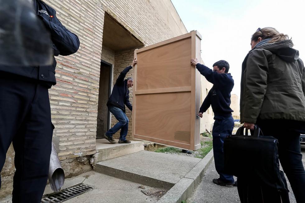 23 de enero. El cuadro de Sijena que todavía no había devuelto el Museo de Lérida regresa a casa. El dispositivo de traslado se desarrolló de forma rápida y tranquila, a diferencia de lo ocurrido el 11 de diciembre de 2017.