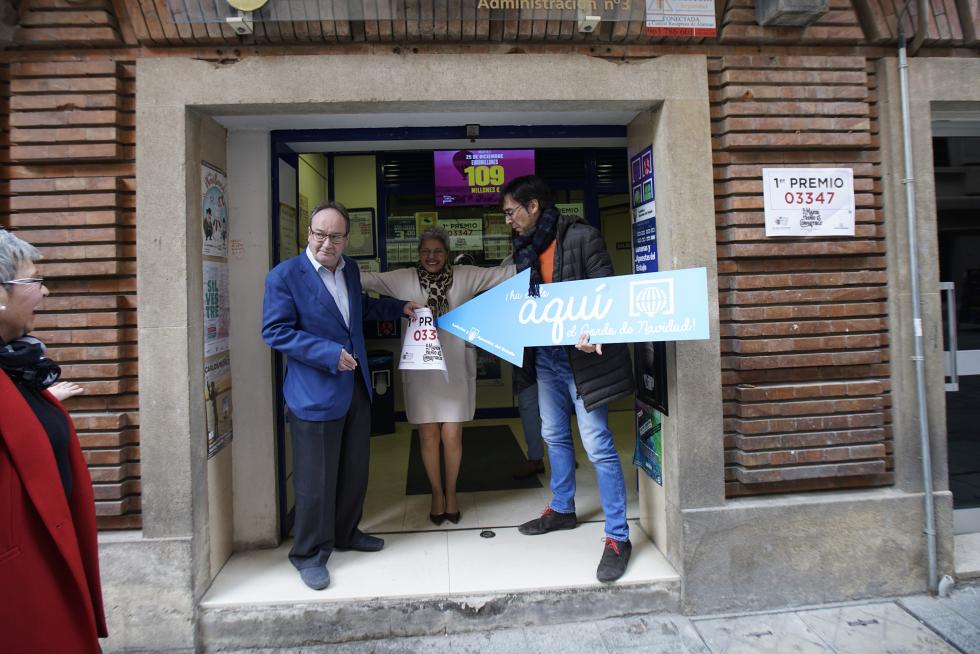 Administración de lotería nº 3 de Teruel, donde se ha vendido un décimo del Gordo de la Lotería de Navidad.
