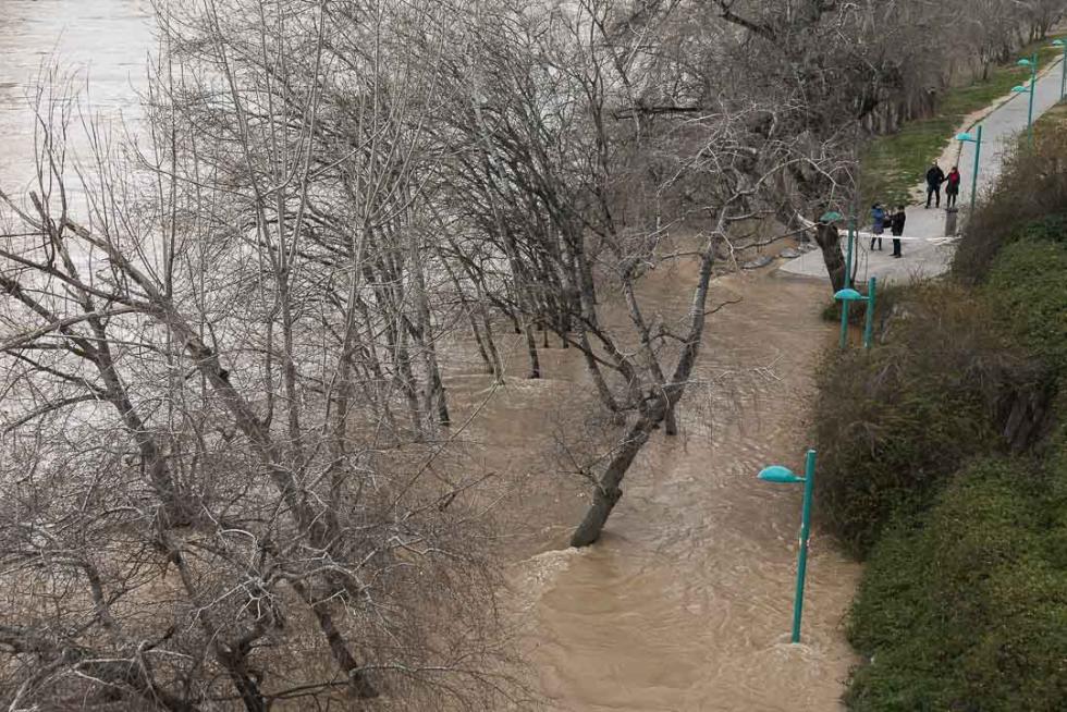 Crecida del Ebro a su paso por Zaragoza