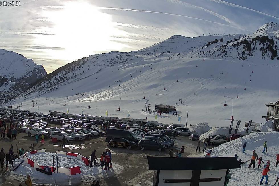 Foto de las webcam del aparcamiento de Tobazo en Candanchú.